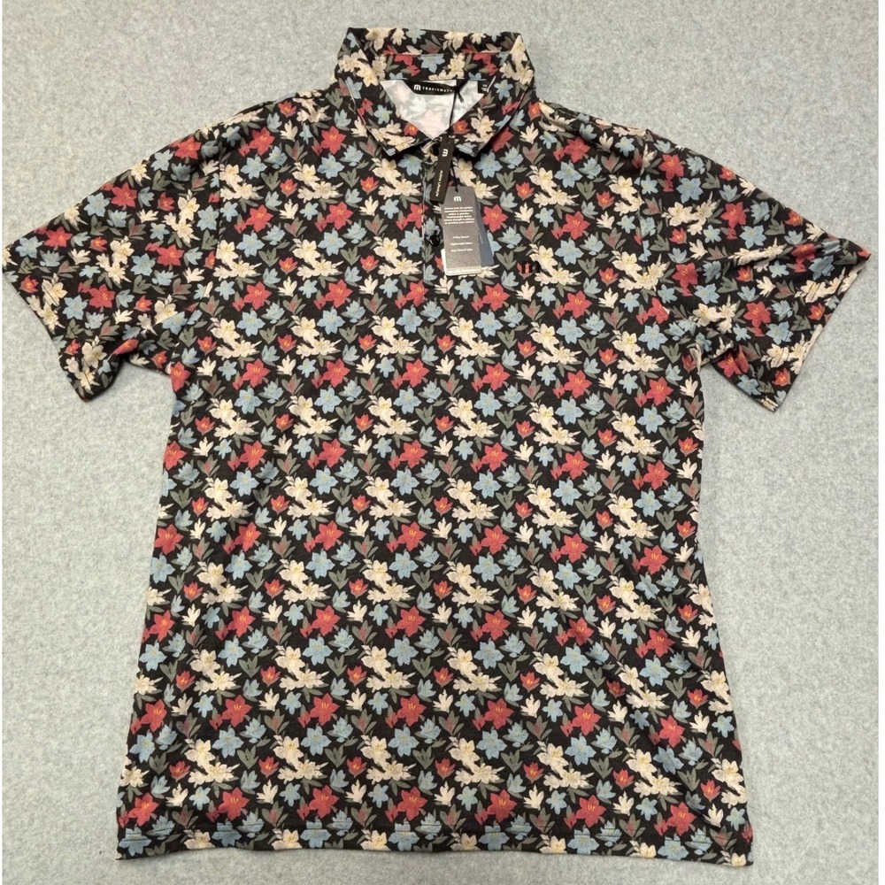 TravisMathew Mens XXL Floral Polo Shirt Featherweight Active Golf Top New